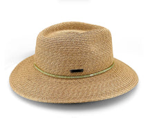 Load image into Gallery viewer, CAMILLE RAFFIA BRAID FEDORA - NATURAL/BLUE
