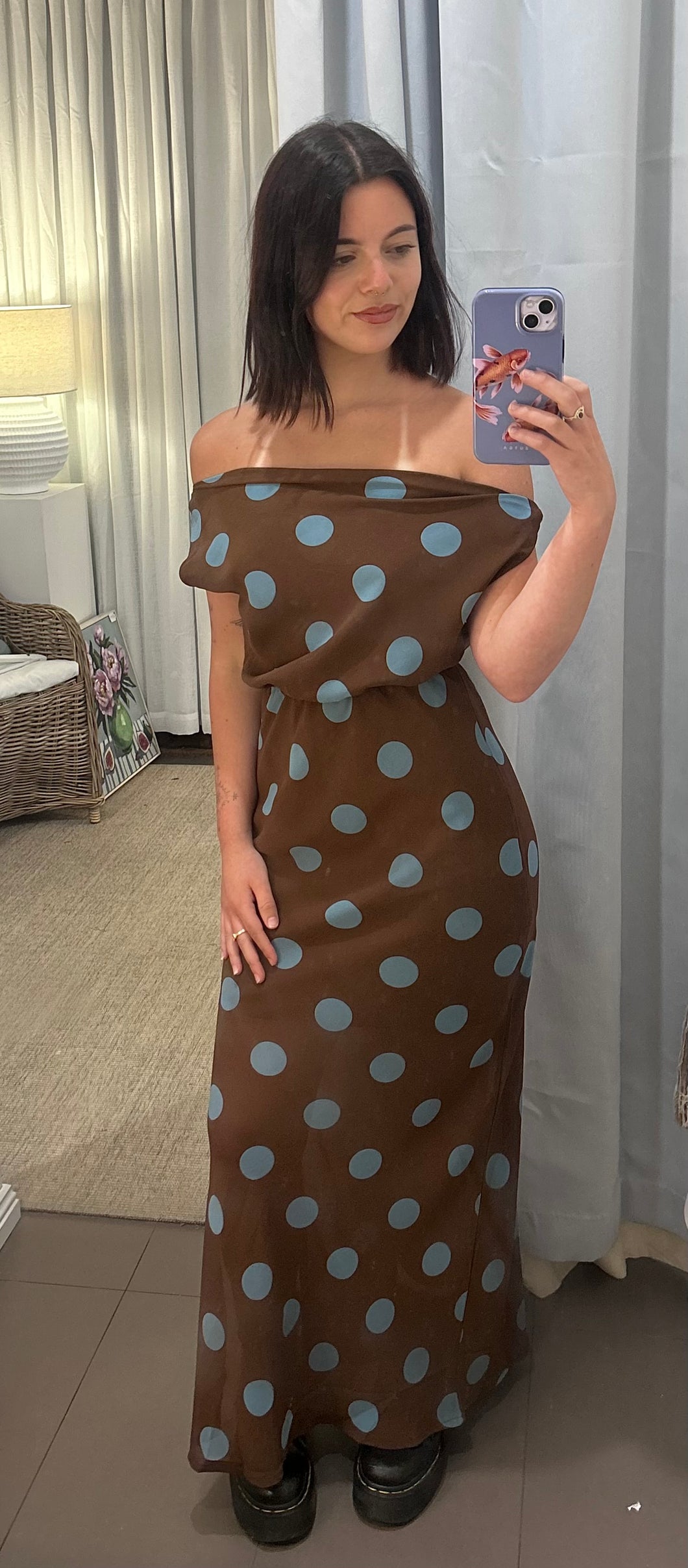 By Frankie Polka Dot Maxi Choc/Blue