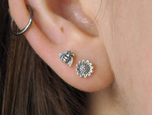 Load image into Gallery viewer, Sterling Silver Delicate Sunflower Studs

