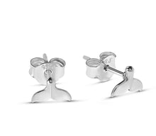 Load image into Gallery viewer, Sterling Silver Baby Whale Tail Studs
