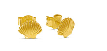 Load image into Gallery viewer, Gold Vermeil Dainty Seashell Studs
