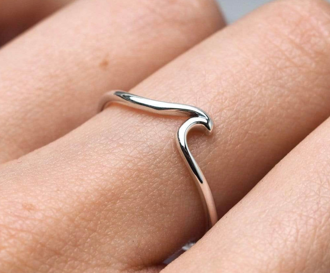 Sterling Silver Dainty Ocean Ripple Ring