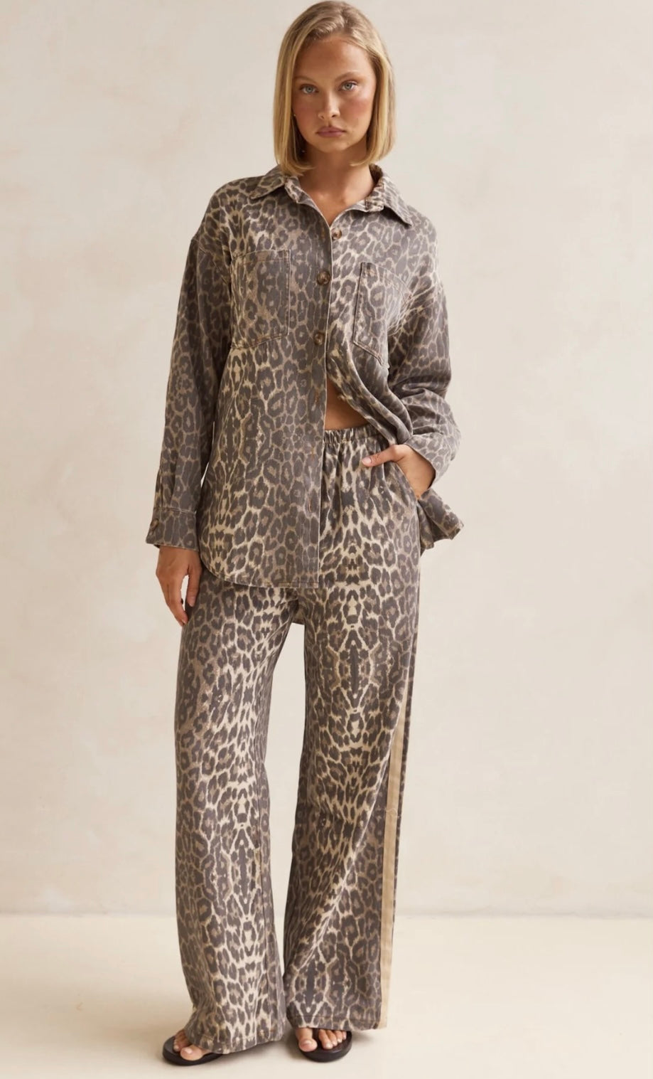 Leopard Print Button-Up Shirt