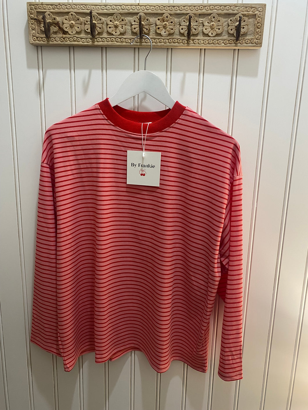 By Frankie Striped Long Sleeve – Pink & Red