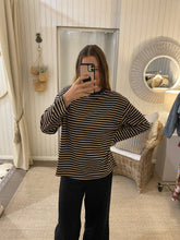 Load image into Gallery viewer, By Frankie Striped Long Sleeve – Stone &amp; Black
