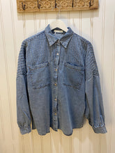 Load image into Gallery viewer, Belle Denim Pleated Shirt
