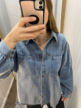 Load image into Gallery viewer, Belle Denim Pleated Shirt
