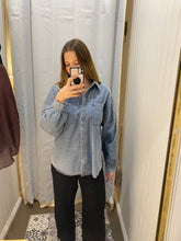 Load image into Gallery viewer, Belle Denim Pleated Shirt
