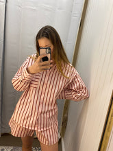 Load image into Gallery viewer, Pink &amp; Burgundy Stripe Shirt Set

