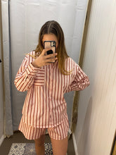Load image into Gallery viewer, Pink &amp; Burgundy Stripe Shirt Set
