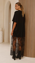 Load image into Gallery viewer, T-Shirt Maxi Dress - Black Lace
