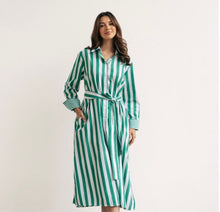 Load image into Gallery viewer, Green Stripe Cotton Dress
