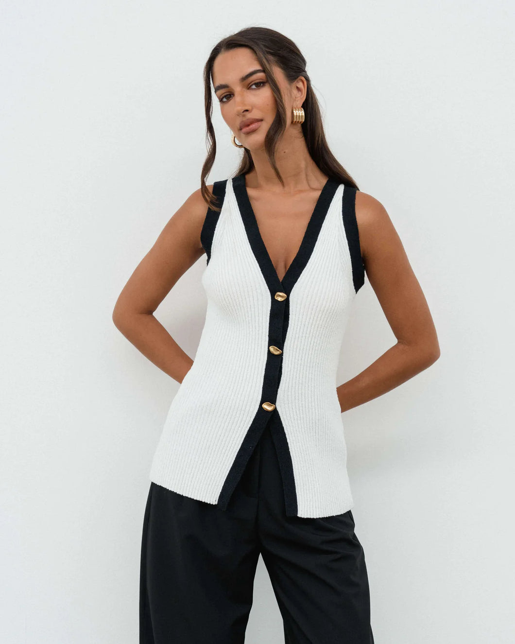 Mila Contrast Top - Off White