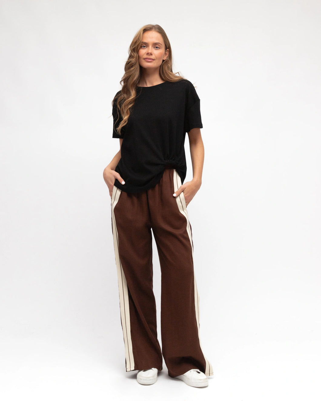 Side Stripe Track Pants – Chocolate