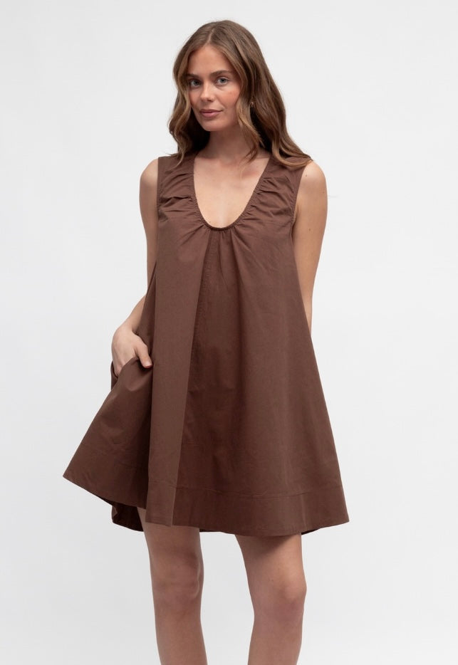 Paper Heart Mini Dress Chocolate