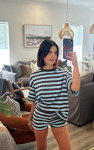 Load image into Gallery viewer, Stripe Set - Chocolate and Blue
