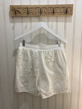 Load image into Gallery viewer, Solea White Cotton Embroidery Shorts
