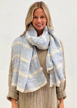 Load image into Gallery viewer, Skye Scarf/Sarong Blue &amp; White Stripe
