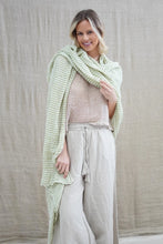 Load image into Gallery viewer, Skye Scarf/Sarong White &amp; Green Stripe

