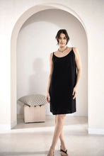 Load image into Gallery viewer, Fundamental Linen Slip Dress - Black
