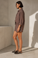 Load image into Gallery viewer, THE ELSIE COTTON STRIPE SET — CHOCOLATE
