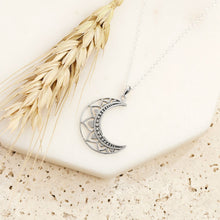 Load image into Gallery viewer, Sterling Silver Mandala Moon Necklace
