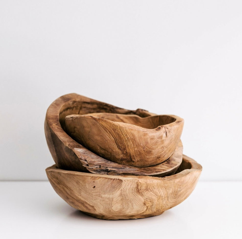 Hand carved tree root serving bowls
